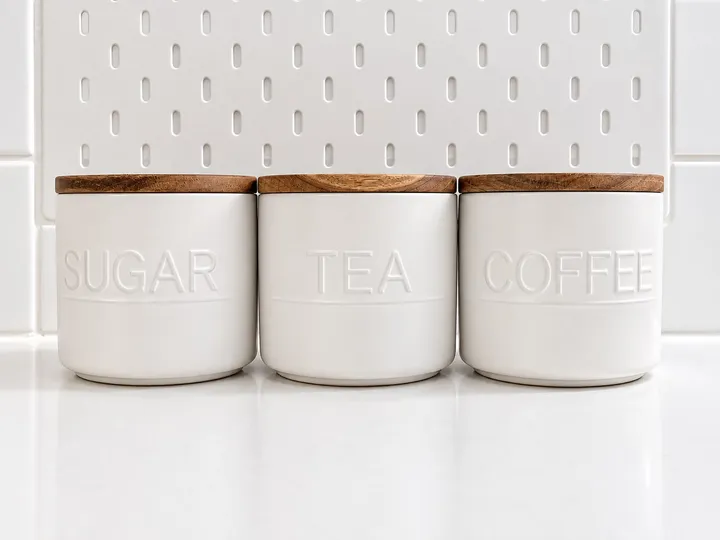 Sugar, tea and coffee canisters